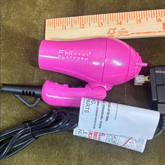 FHI Heat Limited Edition Pink Stylus Thermal Brush Mini Turbo Hair Dryer w glove - Picture 7 of 8
